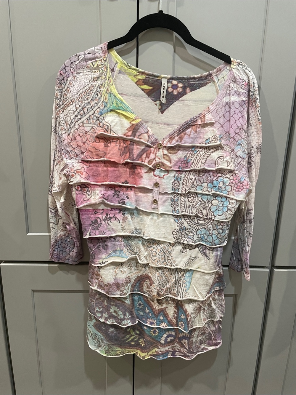 Ruffled Mixed Pastel Floral Women's Blouse